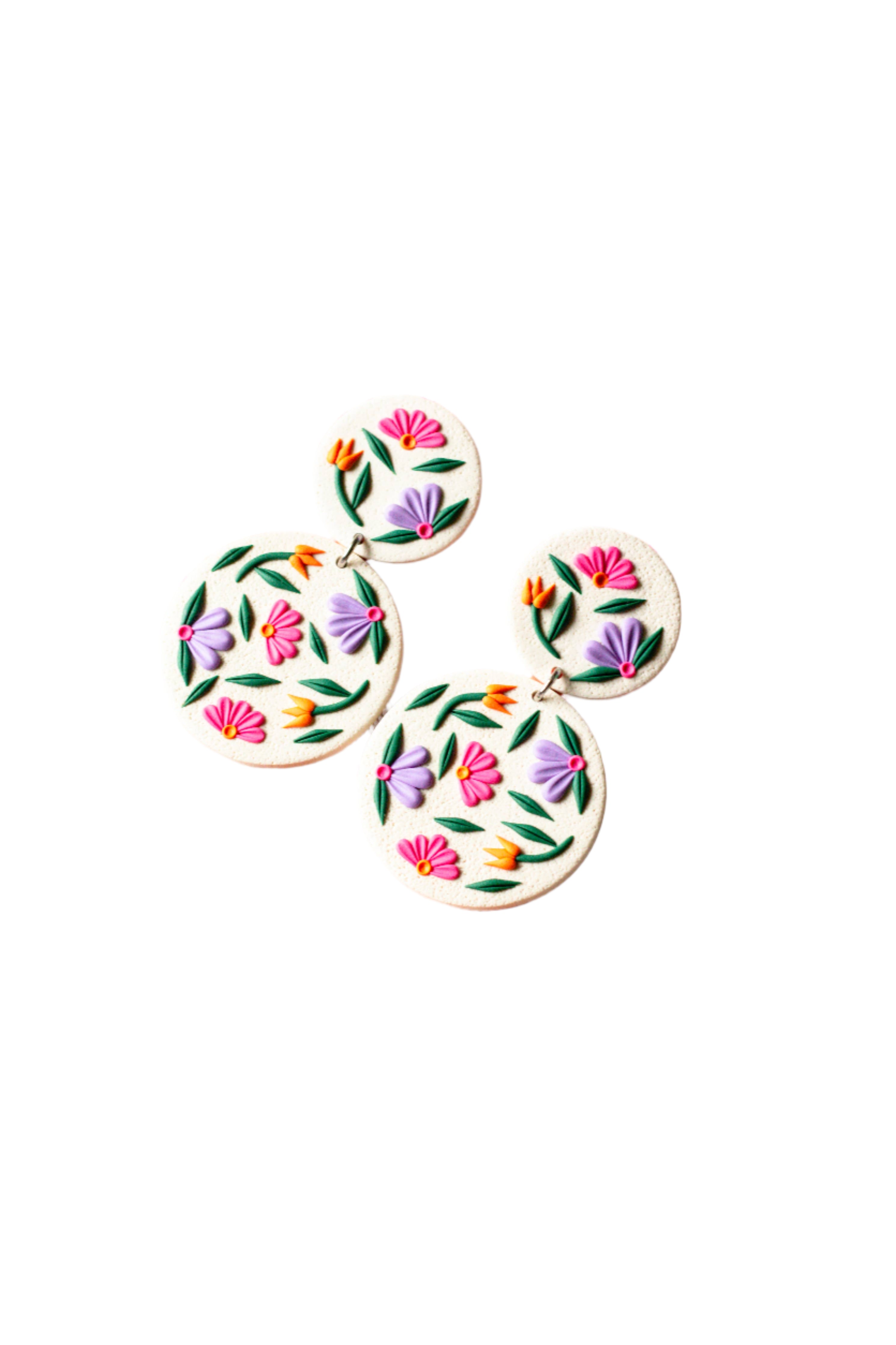 Floral Clay Earrings For Sensitive Ears